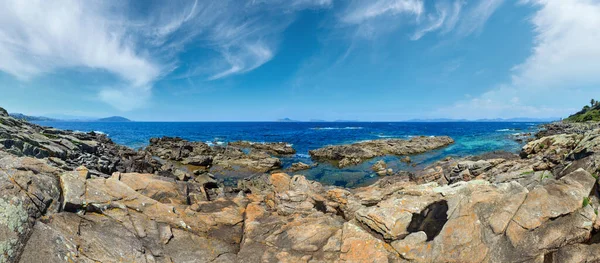 Verão Oceano Atlântico Paisagem Costeira Rochosa Galiza Espanha — Fotografia de Stock
