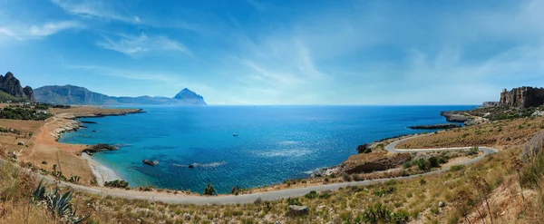 Azure Tyrrhenian Sea Picturesque Bay Monte Cofano Mount Bue Marino — Stockfoto