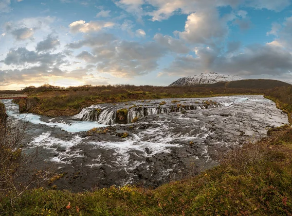 Malerischer Wasserfall Bruarfoss Herbst Ansicht Saisonwechsel Südlichen Hochland Islands — Stockfoto