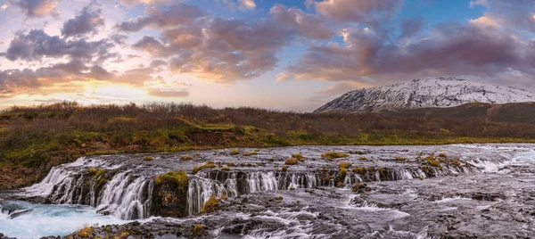 Живописный Водопад Бруарфосс Осенний Вид Смена Сезона Южном Нагорье Исландии — стоковое фото