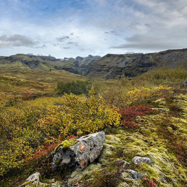Gyönyörű Őszi Kilátás Mulagljufur Kanyonból Fjallsarlon Gleccserre Breidarlon Jéglagúnával Izlanddal — Stock Fotó