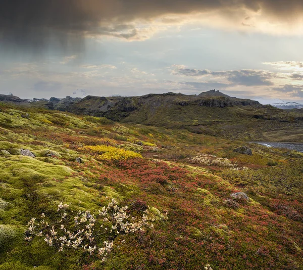 Hermosa Vista Otoño Desde Mulagljufur Canyon Hasta Glaciar Fjallsarlon Con — Foto de Stock