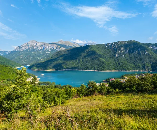 Karadağ Piva Gölü Pivsko Jezero Pluzine Kenti Yaz Manzaralı Ünlü — Stok fotoğraf