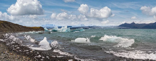Jokulsarlon Buzul Gölü Zlanda Buzla Kaplı Bir Göl Atlas Okyanusu — Stok fotoğraf