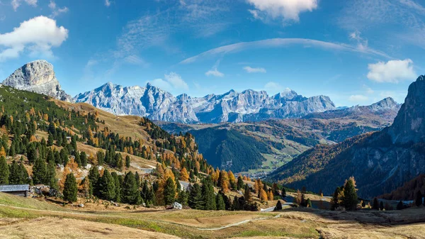 Podzimní Alpská Horská Scéna Sudtirol Itálie Klidný Výhled Poblíž Gardenského — Stock fotografie