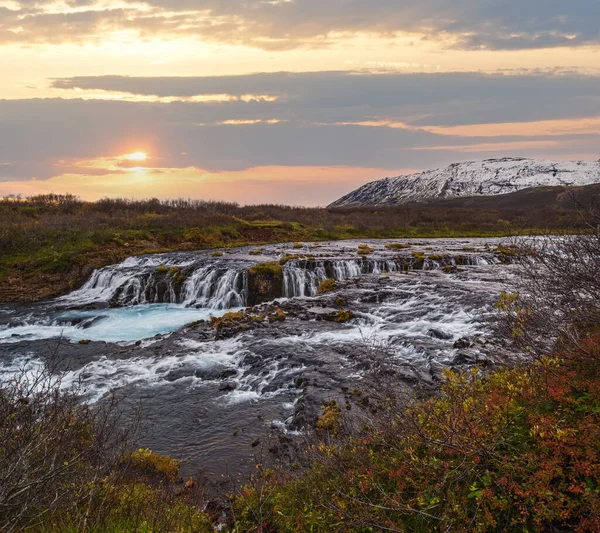 Picturesque Waterfall Bruarfoss Autumn View Season Changing Southern Highlands Iceland — Stock Photo, Image