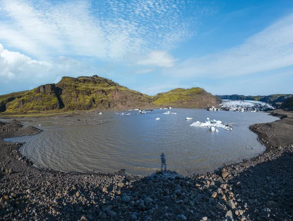 Solheimajokull Glacier Ισλανδία Γλώσσα Του Γλιστράει Από Ηφαίστειο Κάτλα Παγωμένη — Φωτογραφία Αρχείου