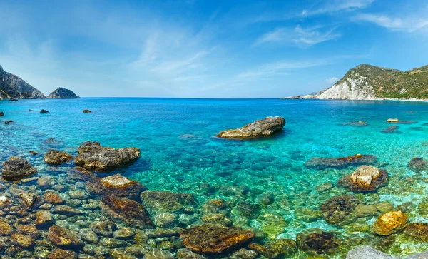 Petani Beach Panorama Estivo Cefalonia Grecia — Foto Stock