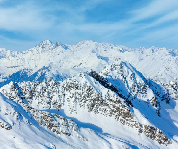 Landskapet Från Skidliften Stuga Snöiga Rock Toppen Tyrolen Österrike — Stockfoto