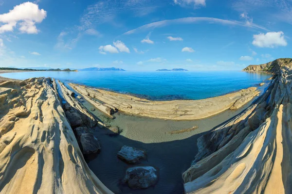 Sabah Deniz Kayalık Sahil Peyzaj Narta Lagoon Vlore Arnavutluk Beş — Stok fotoğraf
