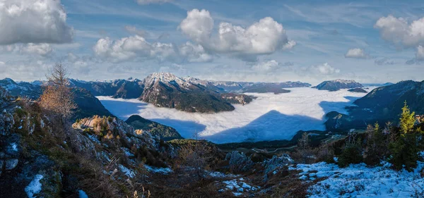 Outono Alpes Montanha Nebulosa Manhã Vista Jenner Viewing Platform Schonau — Fotografia de Stock