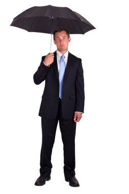 Business man with umbrella clipart