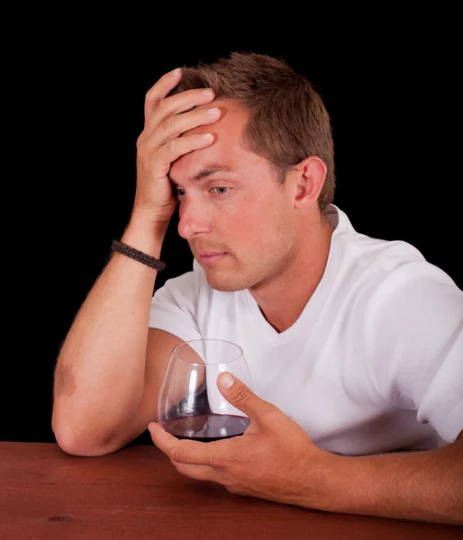 Upset and drinking — Stock Photo, Image