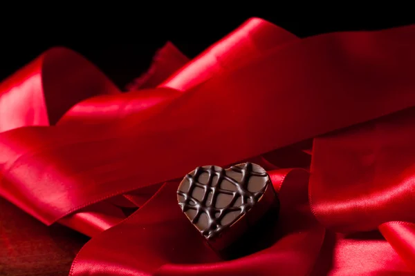 Almond cream heart shaped chocolate — Stock Photo, Image