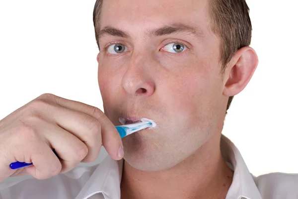 Man brushing his teeth — Stock Photo, Image