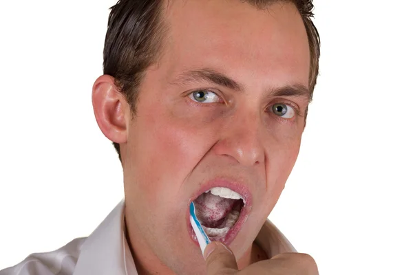 L'uomo che si lava i denti — Foto Stock