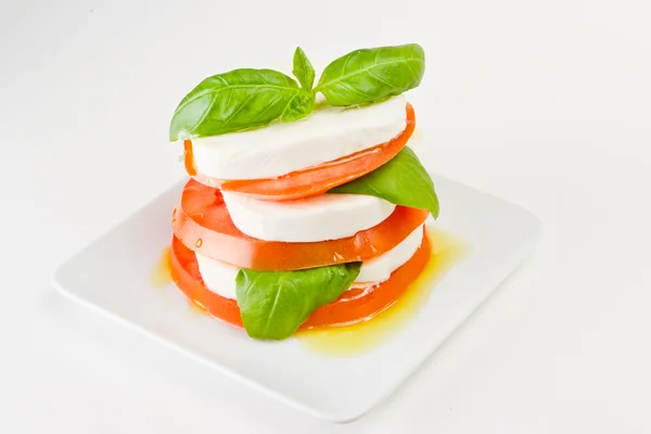 Fresh mozzarella and tomato salad — Stock Photo, Image