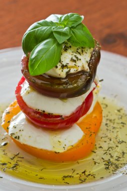 Taze mozarella ve domates salatası.