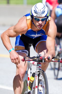 Nathan Birdsall in the Coeur d' Alene Ironman cycling event clipart