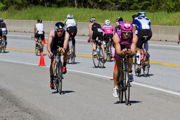 Jared Woodford in the Coeur d' Alene Ironman cycling event — Stock Photo, Image