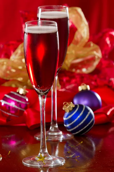 Kerstmis champagne — Stockfoto