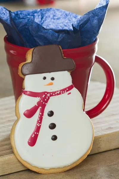 Człowiek śniegu cookie — Zdjęcie stockowe