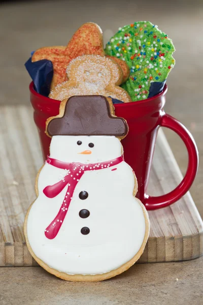 Snow man cookie — стоковое фото