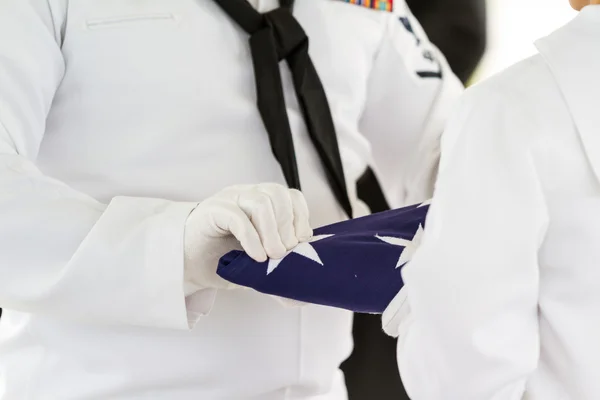 Military funeral, folding the Flag — Stock Photo, Image