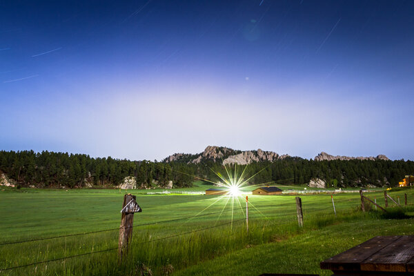 star trail in the Black Hills, South Dakota