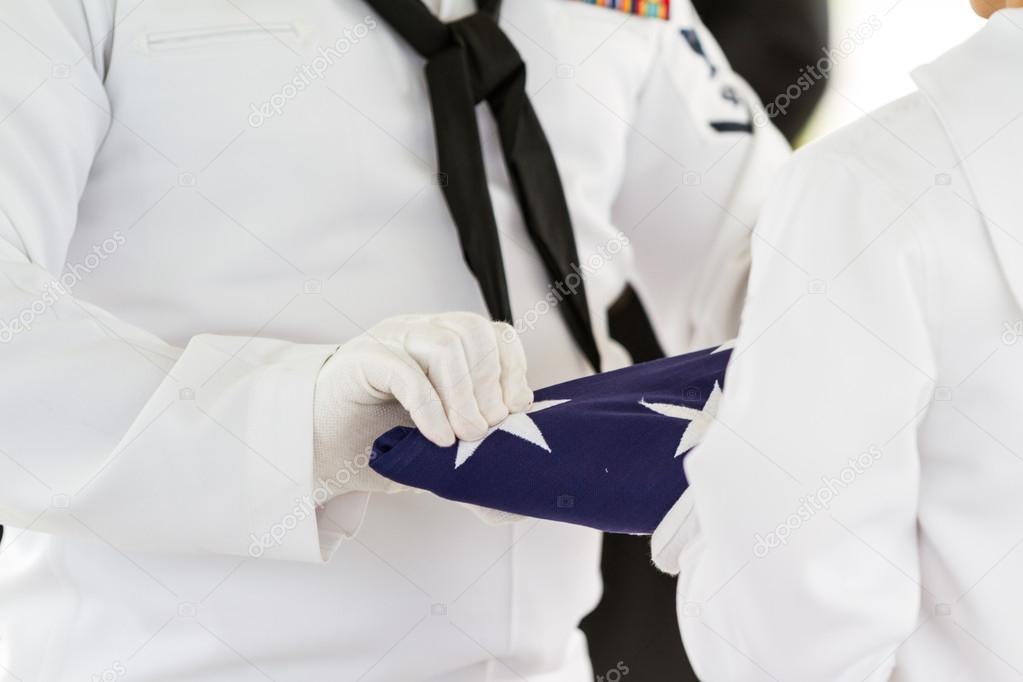Military funeral, folding the Flag 