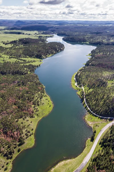 Aerial view of the black hills, Pactola Lake — Stock Photo, Image