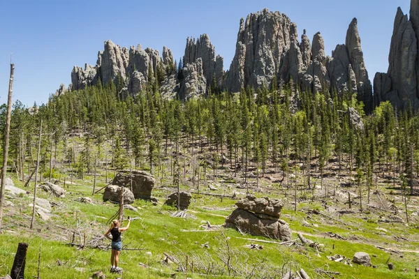 Hiker in Custer State Park, South Dakota — Stock Photo, Image