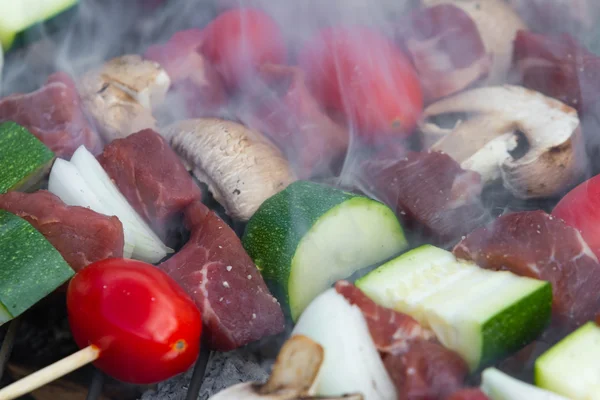 Fleisch- und Gemüsespieße — Stockfoto