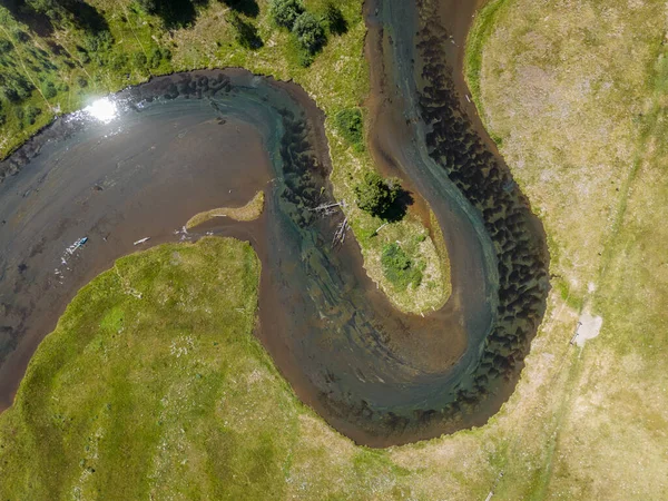 Aerial View Group Friends Kayaking Wood River Fort Klamath Southern — Foto Stock