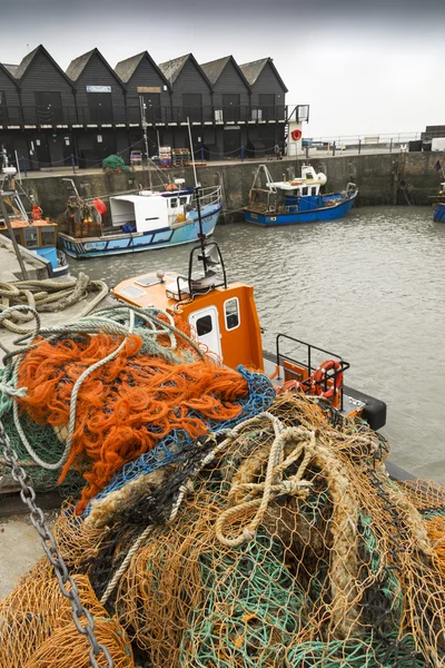 Reti da pesca in porto — Foto Stock