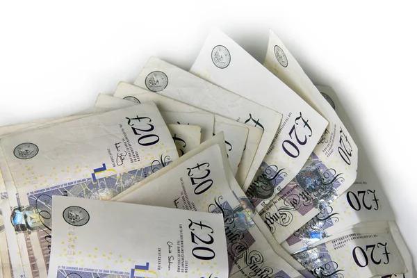 Used twenty pound notes — Stock Photo, Image