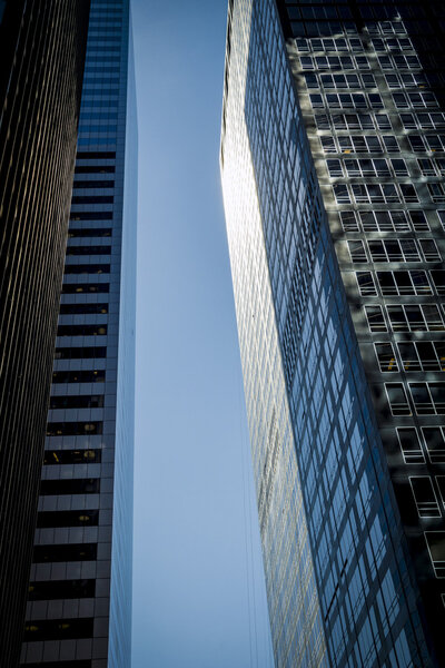 Soaring glass architecture in downtown New York City