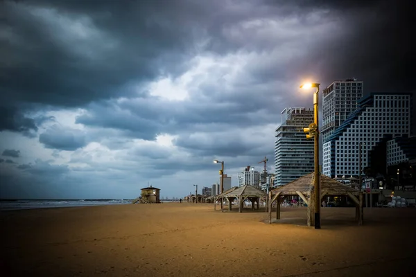 Playa Desierta Atardecer Tel Aviv Israel —  Fotos de Stock