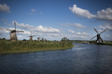 Traditional windmills at Kinderdyjk in the Netherlands