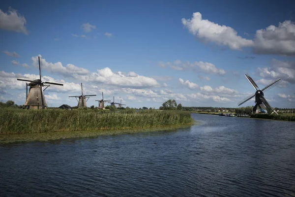 Traditional windmills at Kinderdyjk in the Netherlands