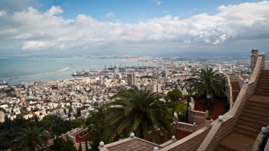 Hayfa sahil. bahai gardens görüntüleyin. İsrail