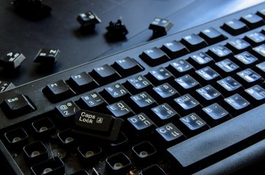 siyah klavye ezmek ve kirli