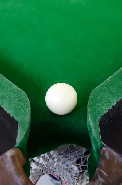 White snooker ball near pocket — Stock Photo, Image