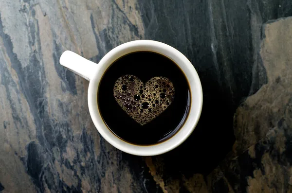 Cup coffee with heart symbol — Stock Photo, Image