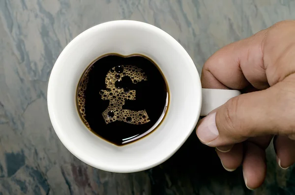 Coffee Cup : A Pound Sterling sign — Stock Photo, Image