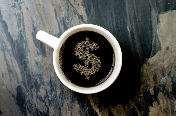 Kaffeetasse: ein Dollarzeichen — Stockfoto