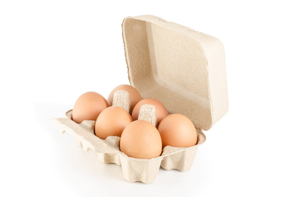 Eggs in cardboard tray