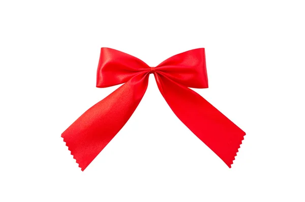 Red gift bow isolated on white (clipping path included) — Stock Photo, Image