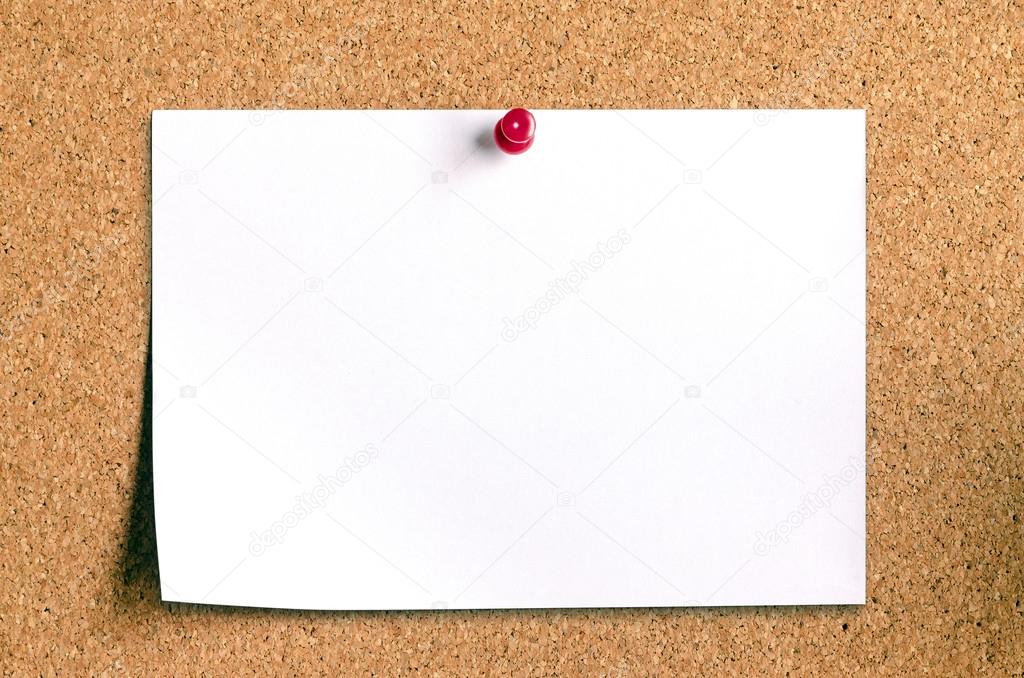 Closeup of blank note paper on cork board Stock Photo by 41406169