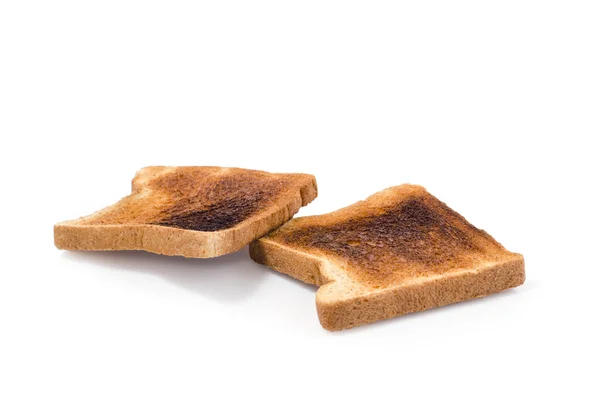 Due pezzi di Toast tostato bruciato percorso di ritaglio incluso — Foto Stock